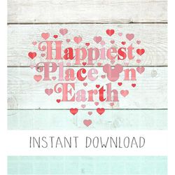 Valentine's Day Happiest Place On Earth Png , Retro Valentine's Day png, Mickey Valentine Svg, Minnie Valentine's Day Sv