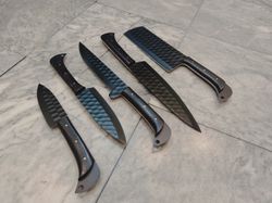 Hand Forged Chef knife set of 5 Pcs Handmade Kitchen Knives Gift for Him Her, Birthday and Anniversary gift