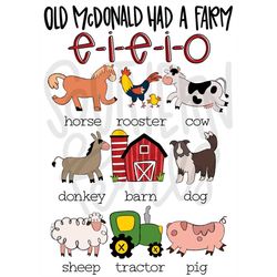 Old McDonald had a farm| Sublimation Design | Digital Download | Womens, Kids Shirt PNG