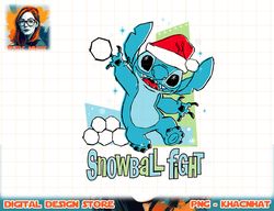 Disney Lilo & Stitch Holiday Santa Snowball Fight T-Shirt copy png