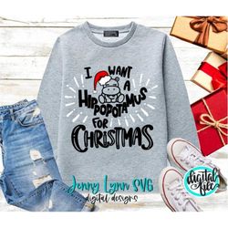I Want a Hippopotamus for Christmas Song SVG DXF PNG Christmas shirt svg Cricut Silhouette Sublimation Christmas Shirt P
