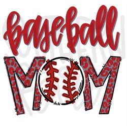 Baseball Mom | Red | Sublimation Design | Digital Download | Womens, Kids Shirt PNG