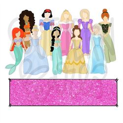 Princesses | Sublimation Design | Digital Download | Womens, Kids Shirt PNG