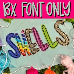 Shells Applique Font design | Bean Stitchs | 3 sizes | 2 inch | 3 inch | 4inch | BX Font