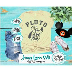 Pluto Varsity SVG Varsity Pluto Classic Sketched Disneyland Print Iron on DisneySVG Shirt Cricut Cut File svg PNG dxf Vi