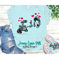 Evie and WALLE SVG Valentines Love svg Valentine png Designs Print or Cut File Valentines WALLE Cricut Silhouette Heat P