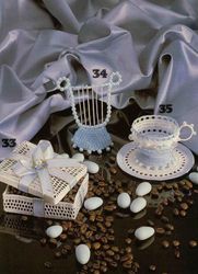 Crochet Small Candy Box, Lyre, Cup and Saucer diagram - Digital Vintage pattern PDF download