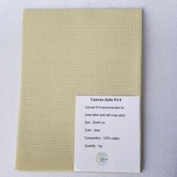 14 count AIDA canvas for cross stitsh, olive color fabric for embroidery, fabric needlework