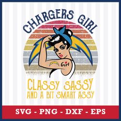 Los Angeles Chargers Girl Classy Sassy And A Bit Smart Assy Svg, Los Angeles Chargers Girl NFL Svg, Png Dxf Eps File