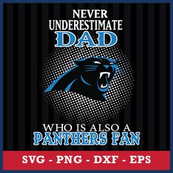 Never Underestimate Dad Who Is Also A Carolina Panthers Fan Svg, Carolina Panthers NFL Svg, Png Dxf Eps File