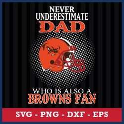 Never Underestimate Dad Who Is Also A Cleveland Browns Fan Svg, Cleveland Browns NFL Svg, Png Dxf Eps File