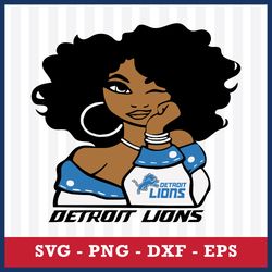 Detroit Lions Girl Svg, Detroit Lions Svg, NFL Svg, Png Dxf Eps Digital File