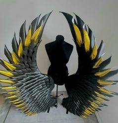 giant wings black and gold background angel wings wedding backdrop outdoor party decor baby shower decoration, art wings