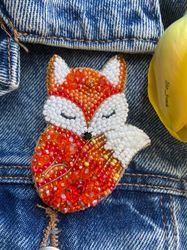 Fox brooch handmade