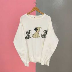 Disney 101 Dalmatians Sweatshirt, Puppies White Crewneck Pullover