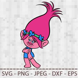 Poppy Trolls SVG PNG JPEG Digital Cut Vector Files for Silhouette Studio Cricut Design