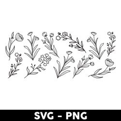 Wildflowers Libbey Glass Can Svg, Wildflowers Svg, Flowers Svg, Checkerboard Svg, Mother's Day Svg - Digital File
