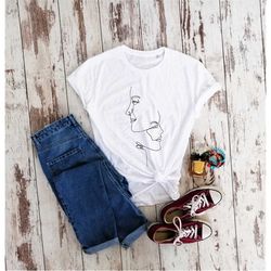Organic cotton, faces drawing t-shirt, feminism shirt, love t-shirt, gift for girl, gift for best friend