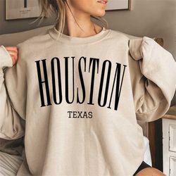 Houston Texas Sweatshirt, Texas Crewneck Sweater, Houston University, Houston College, Texas Gift, Houston Pullover
