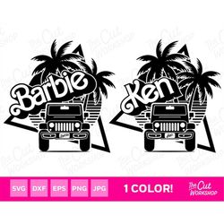 Barbi Jeep Offroad 4x4 Car Convertible Pink Babe Retro 80s | 1 Color | SVG PNG JPG Clipart Digital Download Sublimation