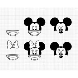 2023, Covid Face Mask, Mickey Minnie Head, Svg and Png Formats, Cut, Cricut, Silhouette, Instant Download
