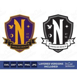 Nevermore Academy Badge Logo Wednesday Addams | Layered SVG Clipart Images Digital Download Sublimation Cricut Cut File