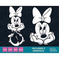 Minnie Mouse Cute Silhouette | SVG Clipart Images Digital Download Sublimation Cricut Cut File Png Dxf Eps