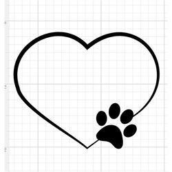 Paw heart SVG DIGITAL DOWNLOAD animal pet paw heart love cricut silhouette cutfile decal shirt vector