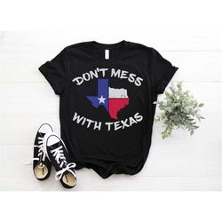 Don't Mess With Vintage Texas State Map Flag T-Shirt, Pride Proud Dallas Houston Austin San Antonio El Paso Fort Worth T