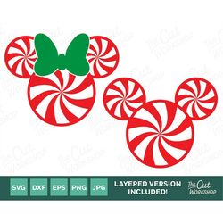Christmas Holiday Candy Peppermint Mickey Minnie Mouse Winter | SVG Clipart Images Digital Download Sublimation Cricut C