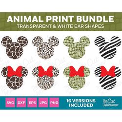 Animal Print Safari Mouse Ears Bundle Disneyland Disneyworld Vacation | SVG Clipart Digital Download Sublimation Cut Fil
