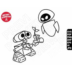 Wall E SVG Eva clipart dxf png clipart , cut file outline silhouette