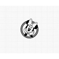 Checkered Minnie Mouse, Movie, Retro, Ears Head Bow, Svg Png Dxf Formats, Cut, Cricut, Silhouette