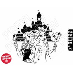 Frozen SVG disneyland snacks castle Ana Elsa princesses dxf png clipart , cut file outline silhouette