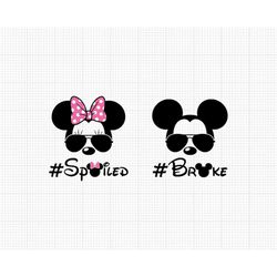Broke and Spoiled, Family, Mickey Minnie Mouse, Pink Bow, Sunglasses, Matching, Svg and Png Formats, Cut, Cricut, Silhou
