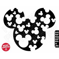 Mouse SVG ears svg png dxf, cut file outline silhouette