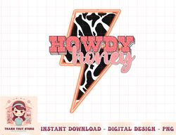 Howdy Honey Cow Neon Lightning Bolt Western Punchy Retro png