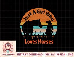 Just A Girl Who Loves Her Horse Retro Sunset Silhouette Gift png