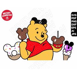 Winnie the Pooh snacks SVG png dxf clipart , cut file layered by color