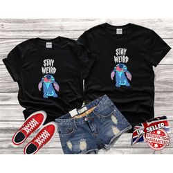 Disney Lilo and Stitch Ohana Stay Weird Funny Lick T-shirt Tshirt T shirt Top Men Women Ladies Gildan S-M-L-XL-XXL-3XL-4