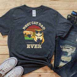 Retro cat shirt, Cat Dad Shirt, Cat Lover gift for Dad, Cat Lover t-shirt, cat daddy gift for Husband tee funny cat sayi