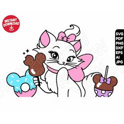 Marie SVG aristocats snacks png dxf clipart , cut file layered by color