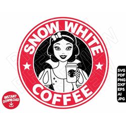 Snow White princess SVG coffee dxf png clipart , cut file layered by color