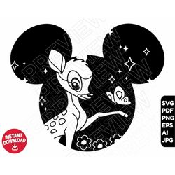 Bambi SVG Disneyland ears png clipart ,  cut file outline silhouette