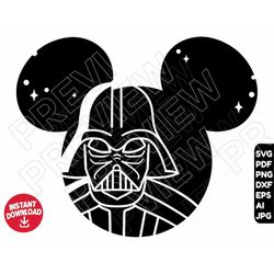 Darth Vader SVG star wars disneyland ears png dxf clipart , cut file outline silhouette