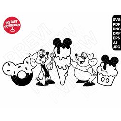 Gus Gus Jack SVG png clipart dxf snacks , Cinderella  , cut file outline silhouette
