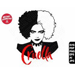 Cruella SVG png clipart , cut file layered by color instant download