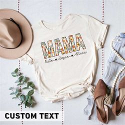 Mama Floral Shirt, Personalized Mom Shirt With Kids Names, Gift For Mom, Mother's Day Shirt, Custom Kid's Names Mom Shir