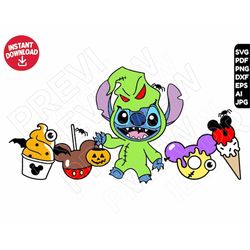 Stitch Halloween snacks SVG oogie boogie png dxf clipart , cut file layered by color