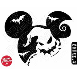 Oogie boogie SVG png dxf clipart ears , cut file outline silhouette